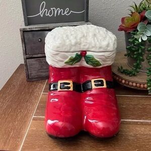 New Ceramic Santa Boots Cookie Jar